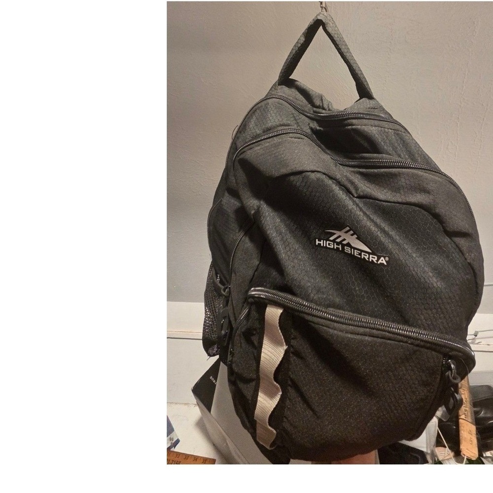 High Sierra Black Backpack Laptop School Travel Bag Multi Pocket Mesh Back